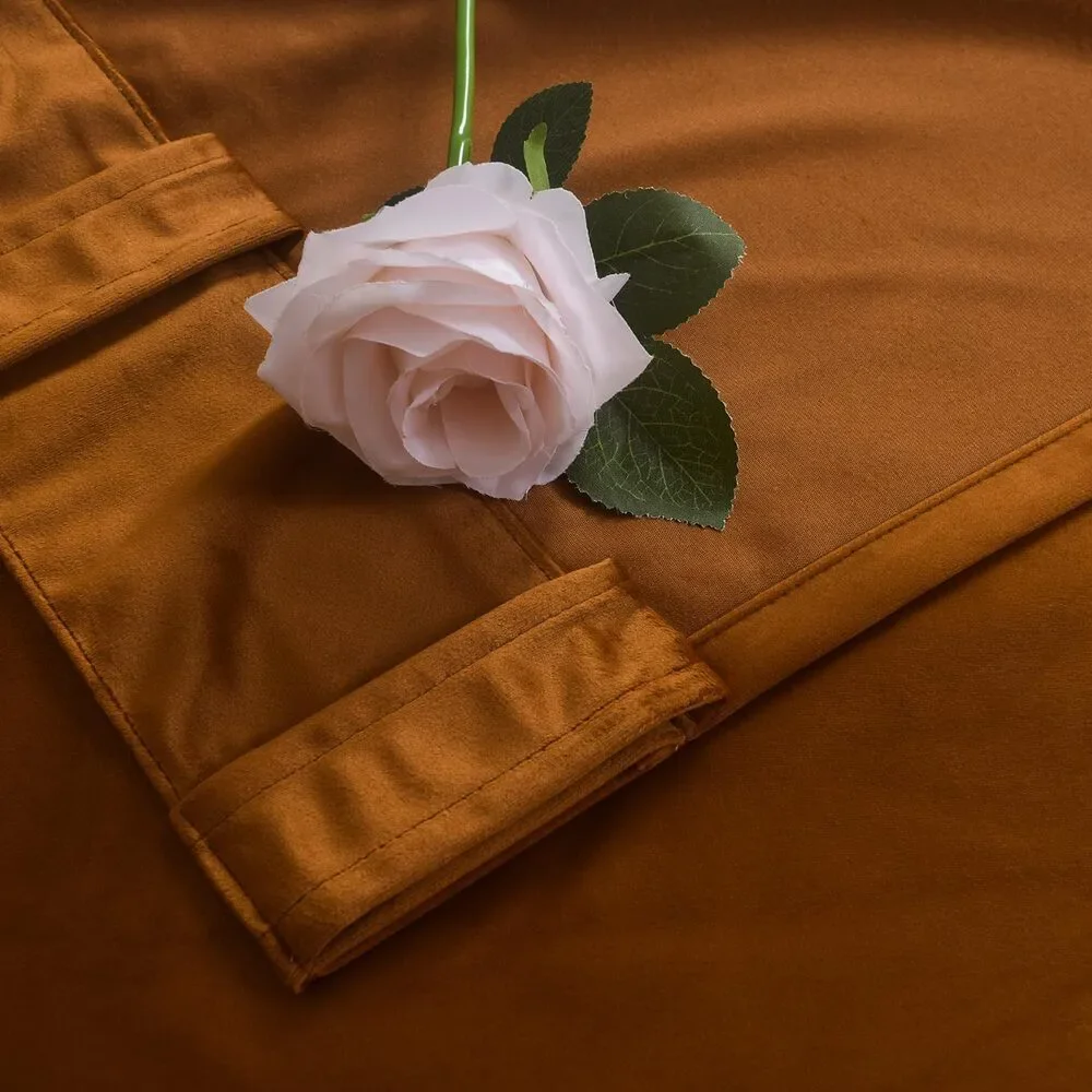 Luxury Soft Brown Velvet Curtains 96 inches